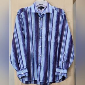 Banana Republic Men's S Slim Fit Purple Blue Multi Gingham Double Layer Shirt